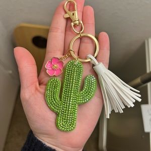 Sparkly faux crystal Cactus Keychain